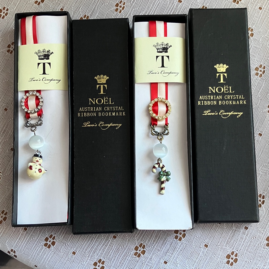 Two's Company Red And White Crystal Ribbon Bookmarks